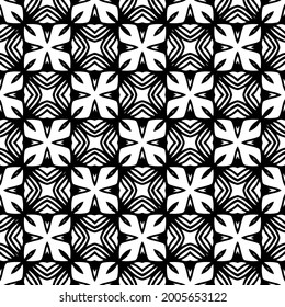 floral seamless pattern background.Geometric ornament for wallpapers and backgrounds. Black and white 

pattern.