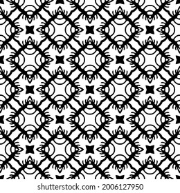 Blumenmuster nahtloser Hintergrund.Geometrisches Ornament für Bildschirmhintergründe und Hintergründe. Schwarz-Weiß 

Muster.