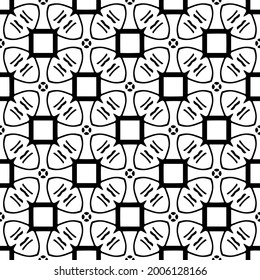 floral seamless pattern background.Geometric ornament for wallpapers and backgrounds. Black and white 

pattern.