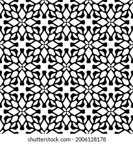 floral seamless pattern background.Geometric ornament for wallpapers and backgrounds. Black and white 

pattern.