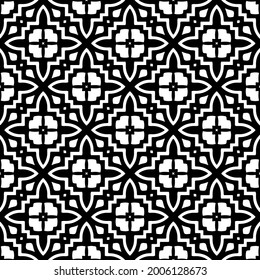 Blumenmuster nahtloser Hintergrund.Geometrisches Ornament für Bildschirmhintergründe und Hintergründe. Schwarz-Weiß 

Muster.
