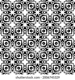 floral seamless pattern background.Geometric ornament for wallpapers and backgrounds. Black and white pattern.