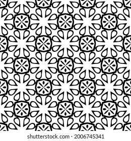 floral seamless pattern background.Geometric ornament for wallpapers and backgrounds. Black and white pattern.