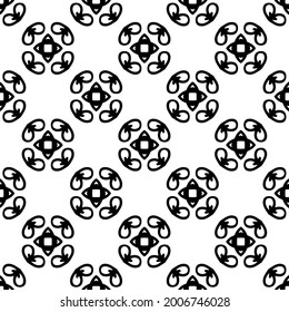 floral seamless pattern background.Geometric ornament for wallpapers and backgrounds. Black and white pattern.