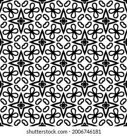 floral seamless pattern background.Geometric ornament for wallpapers and backgrounds. Black and white pattern.