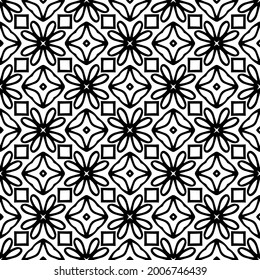 fondo de patrón sin costuras floral.Ornamento geométrico para fondos de paredes y fondos. Patrón blanco y negro.