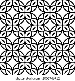 Blumenmuster nahtloser Hintergrund.Geometrisches Ornament für Bildschirmhintergründe und Hintergründe. Schwarz-Weiß-Muster.