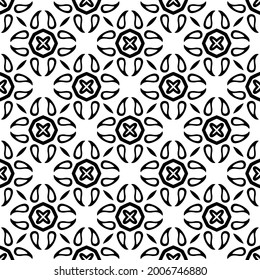 floral seamless pattern background.Geometric ornament for wallpapers and backgrounds. Black and white pattern.