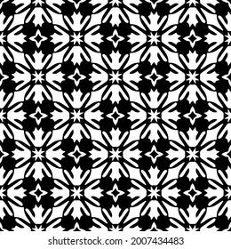 floral seamless pattern background.Geometric ornament for wallpapers and backgrounds. Black and white pattern.