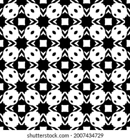 floral seamless pattern background.Geometric ornament for wallpapers and backgrounds. Black and white pattern.