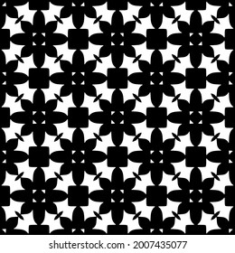 fondo de patrón sin costuras floral.Ornamento geométrico para fondos de paredes y fondos. Patrón blanco y negro.