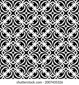 Blumenmuster nahtloser Hintergrund.Geometrisches Ornament für Bildschirmhintergründe und Hintergründe. Schwarz-Weiß-Muster.
