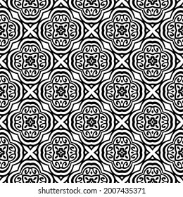 fondo de patrón sin costuras floral.Ornamento geométrico para fondos de paredes y fondos. Patrón blanco y negro.