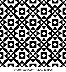 Blumenmuster nahtloser Hintergrund.Geometrisches Ornament für Bildschirmhintergründe und Hintergründe. Schwarz-Weiß-Muster.