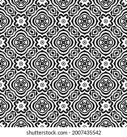 floral seamless pattern background.Geometric ornament for wallpapers and backgrounds. Black and white pattern.