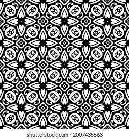 fondo de patrón sin costuras floral.Ornamento geométrico para fondos de paredes y fondos. Patrón blanco y negro.