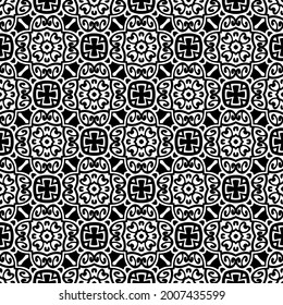 floral seamless pattern background.Geometric ornament for wallpapers and backgrounds. Black and white pattern.