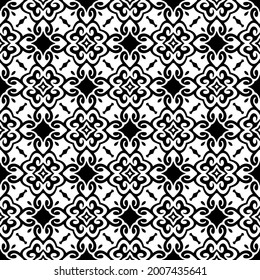 floral seamless pattern background.Geometric ornament for wallpapers and backgrounds. Black and white pattern.