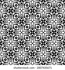 floral seamless pattern background.Geometric ornament for wallpapers and backgrounds. Black and white pattern.