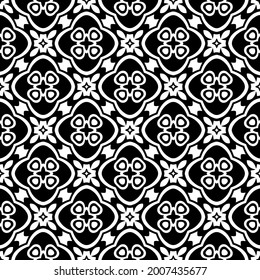floral seamless pattern background.Geometric ornament for wallpapers and backgrounds. Black and white pattern.
