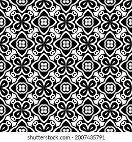 floral seamless pattern background.Geometric ornament for wallpapers and backgrounds. Black and white pattern.
