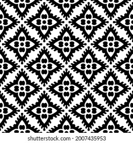 floral seamless pattern background.Geometric ornament for wallpapers and backgrounds. Black and white pattern.