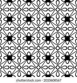 floral seamless pattern background.Geometric ornament for wallpapers and backgrounds. Black and white pattern.
