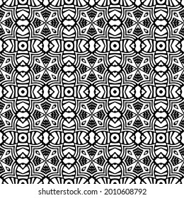 fondo de patrón sin costuras floral.Ornamento geométrico para fondos de paredes y fondos. Patrón blanco y negro.
