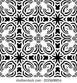fondo de patrón sin costuras floral.Ornamento geométrico para fondos de paredes y fondos. Patrón blanco y negro.
