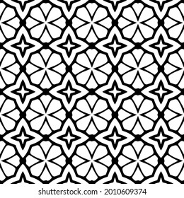 floral seamless pattern background.Geometric ornament for wallpapers and backgrounds. Black and white pattern.
