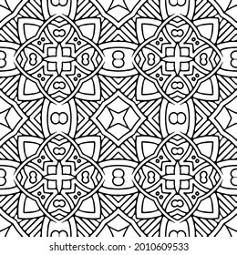 
floral seamless pattern background.Geometric ornament for wallpapers and backgrounds. Black and white pattern.