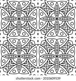 
floral seamless pattern background.Geometric ornament for wallpapers and backgrounds. Black and white pattern.