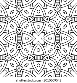 
floral seamless pattern background.Geometric ornament for wallpapers and backgrounds. Black and white pattern.