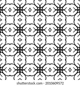 floral seamless pattern background.Geometric ornament for wallpapers and backgrounds. Black and white pattern.
