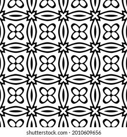 floral seamless pattern background.Geometric ornament for wallpapers and backgrounds. Black and white pattern.
