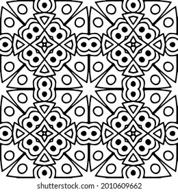 floral seamless pattern background.Geometric ornament for wallpapers and backgrounds. Black and white pattern.
