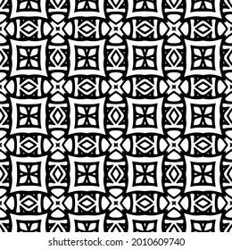 floral seamless pattern background.Geometric ornament for wallpapers and backgrounds. Black and white pattern.

