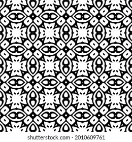 floral seamless pattern background.Geometric ornament for wallpapers and backgrounds. Black and white pattern.
