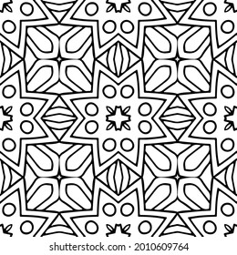 
floral seamless pattern background.Geometric ornament for wallpapers and backgrounds. Black and white pattern.