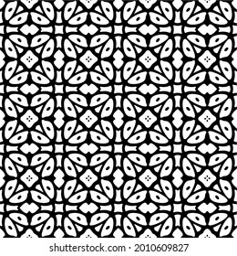 fondo de patrón sin costuras floral.Ornamento geométrico para fondos de paredes y fondos. Patrón blanco y negro.
