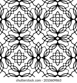 
floral seamless pattern background.Geometric ornament for wallpapers and backgrounds. Black and white pattern.