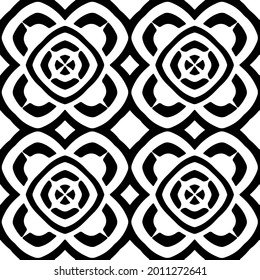 floral seamless pattern background.Geometric ornament for wallpapers and backgrounds. Black and white pattern.