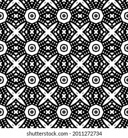 floral seamless pattern background.Geometric ornament for wallpapers and backgrounds. Black and white pattern.