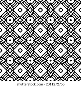 floral seamless pattern background.Geometric ornament for wallpapers and backgrounds. Black and white pattern.