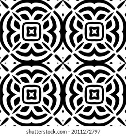 floral seamless pattern background.Geometric ornament for wallpapers and backgrounds. Black and white pattern.
