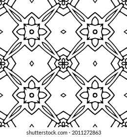 floral seamless pattern background.Geometric ornament for wallpapers and backgrounds. Black and white pattern.