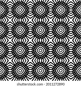 floral seamless pattern background.Geometric ornament for wallpapers and backgrounds. Black and white pattern.
