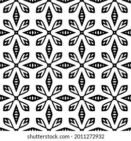 fondo de patrón sin costuras floral.Ornamento geométrico para fondos de paredes y fondos. Patrón blanco y negro.
