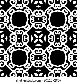 fondo de patrón sin costuras floral.Ornamento geométrico para fondos de paredes y fondos. Patrón blanco y negro.
