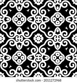 floral seamless pattern background.Geometric ornament for wallpapers and backgrounds. Black and white pattern.
